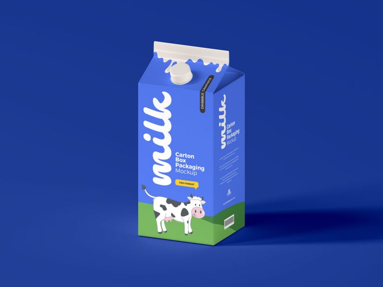 Free Premium Milk Carton Packaging Mockup Design - Mockup Planet