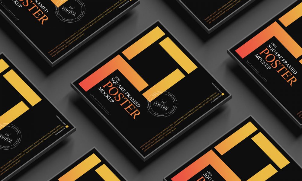 Free Premium Square Poster Mockup Design - Mockup Planet