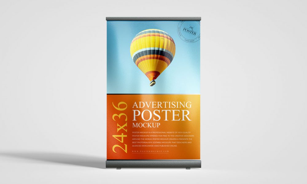 Free Stand Up Stand Poster Mockup Design - Mockup Planet