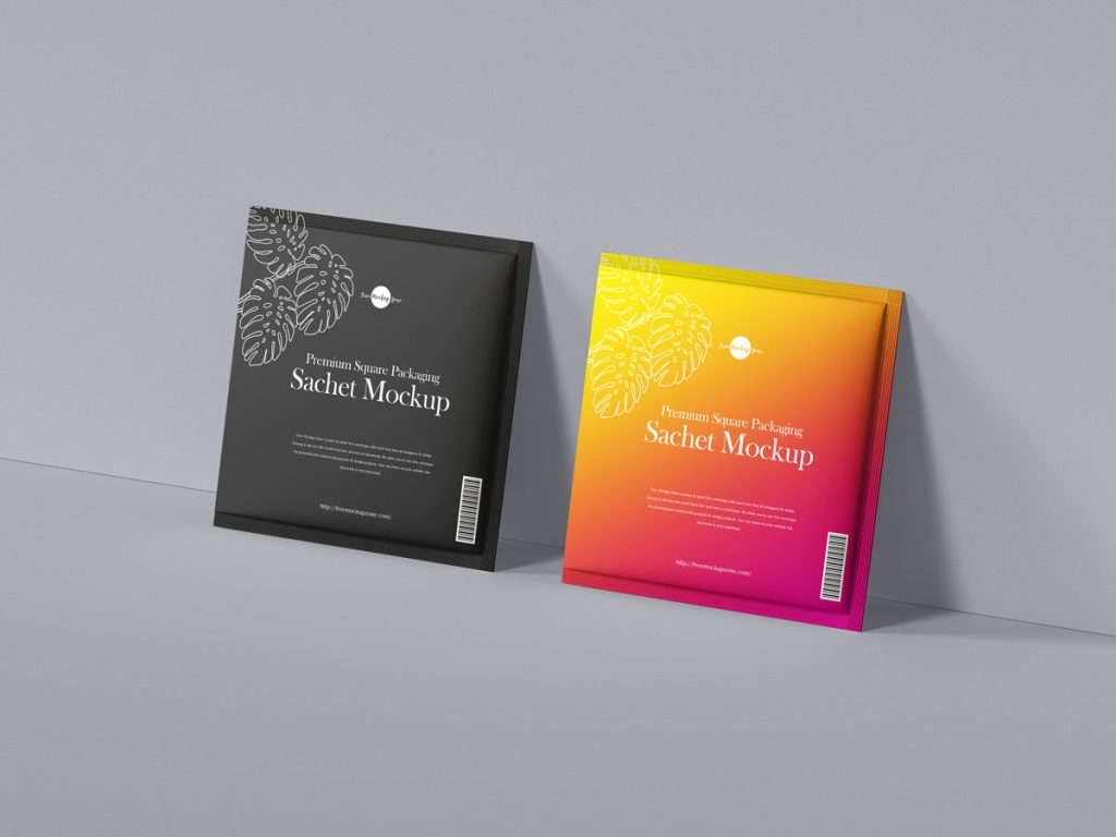 Free Premium Dual Sachet Packaging Mockup Design Mockup