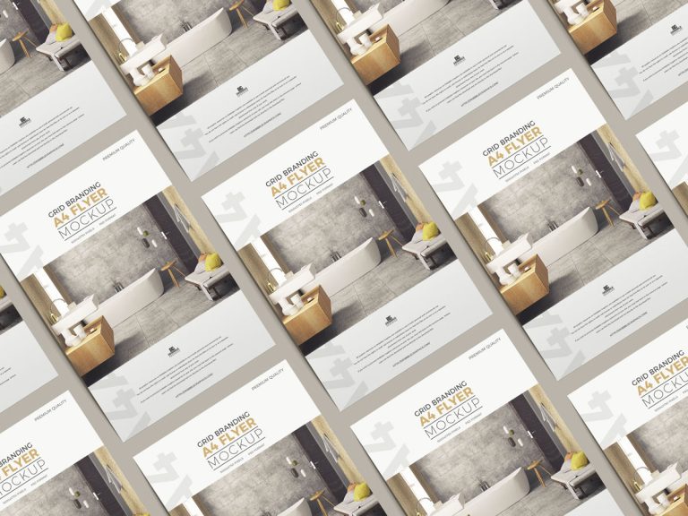 Free Grid Presentation Flyer Mockup Design - Mockup Planet