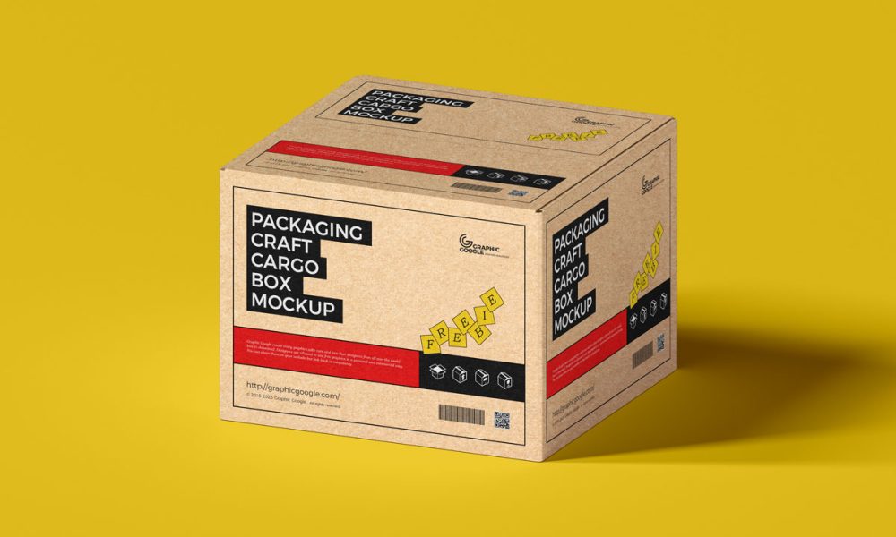 Free Cargo Craft Box Packaging Mockup Design - Mockup Planet