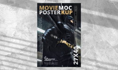 Free-Wall-Glued-Paper-Movie-Poster-Mockup-Design