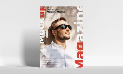 Free-Front-View-Standing-Magazine-Mockup-Design
