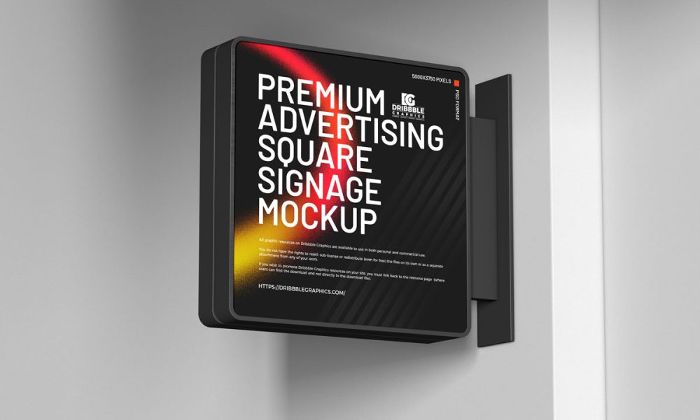 Free Square Signage Banner Mockup Design - Mockup Planet