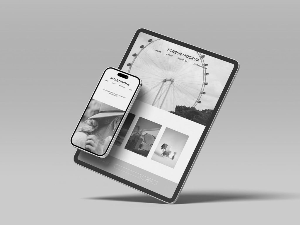 Free iPad Pro and iPhone 14 Pro Max Website Mockup Design - Mockup Planet