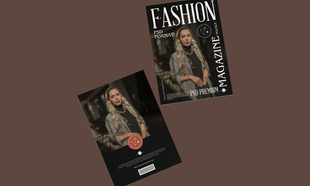 Free Floating Front Back Magazine Mockup Design Mockup