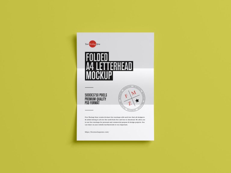 Free Top View Folded Letterhead Mockup Design - Mockup Planet