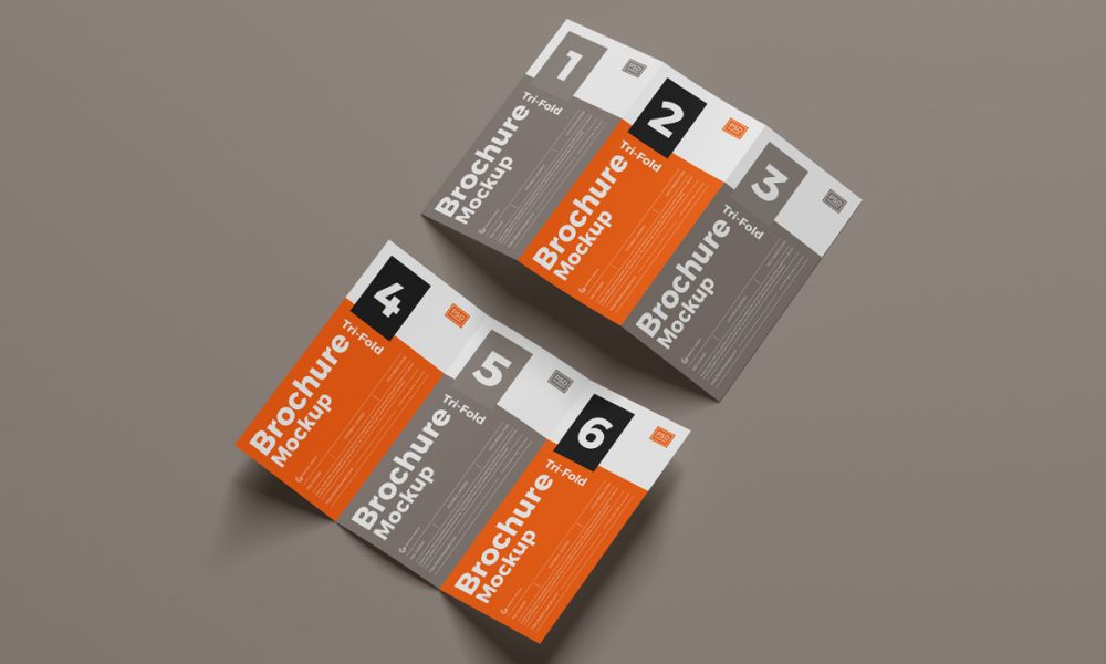 Free TriFold Front Back Brochure Mockup Design Mockup