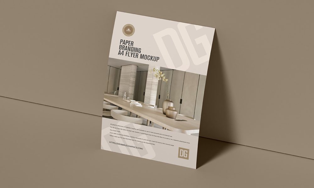 Free Curved A4 Flyer Mockup Design - Mockup Planet