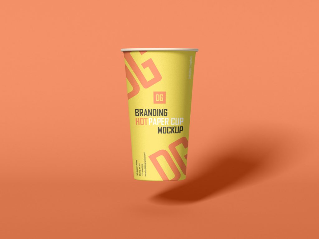 Free Flying Paper Cup Mockup Design - Mockup Planet