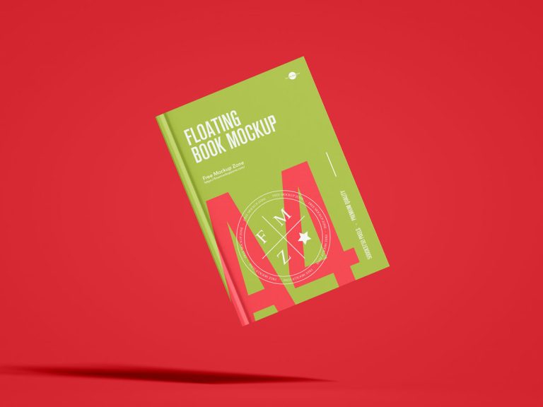 Free A4 Floating Book Mockup Design - Mockup Planet