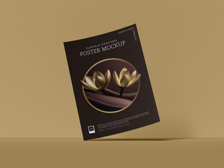 Free Elegant Floating A3 Poster Mockup Design - Mockup Planet