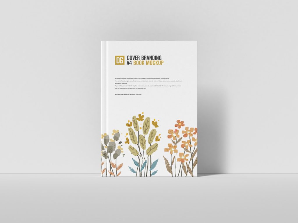 Free Standing A4 Cover Branding Book Mockup Design - Mockup Planet