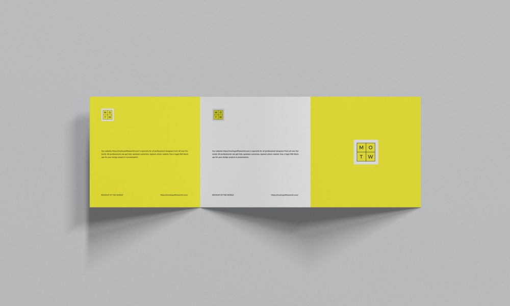 Free Brand Square Tri-Fold Brochure Mockup Design - Mockup Planet