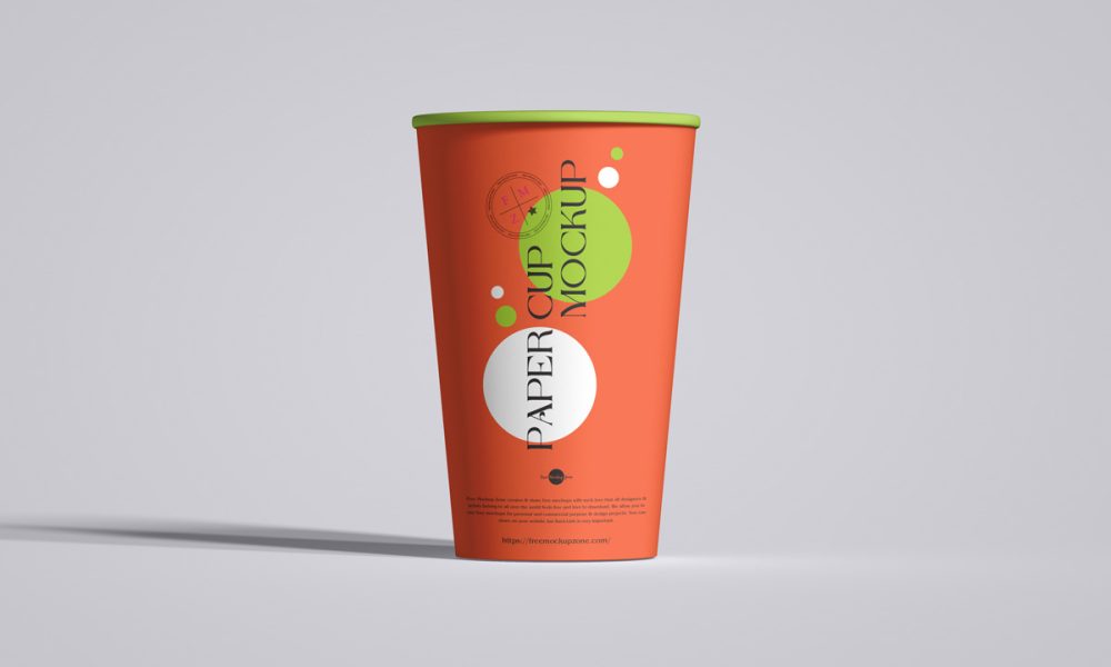 Free Branding Stand Up Paper Cup Packaging Mockup Design Mockup