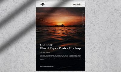 Free-Glued-Paper-Poster-Mockup-Design