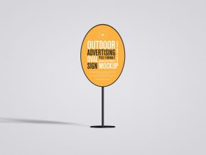 Free Outdoor Oval Sign Banner Mockup Design - Mockup Planet