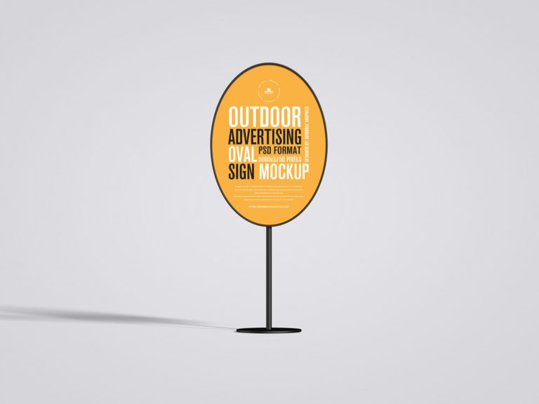Free Outdoor Oval Sign Banner Mockup Design - Mockup Planet