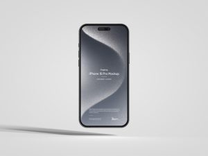 Free Floating iPhone 15 Pro Mockup Design - Mockup Planet