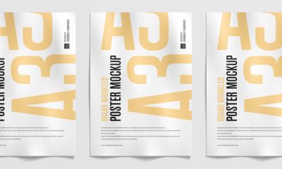 Free-Brand-A3-Wrinkled-Papers-Poster-Mockup-Design