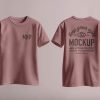 Front and back views of a blank t-shirt mockup for apparel design.
